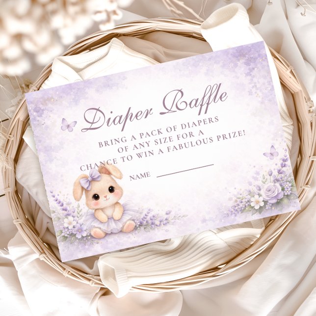 Carte D'accompagnement Lavender Bunny Floral Diapper Raffle (Créateur téléchargé)