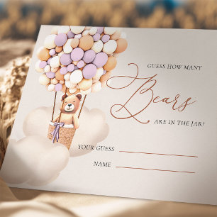 Carte D'accompagnement Lavender Devine Combien D'Ours Ballons Billets