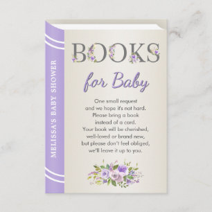 Carte D'accompagnement Lavender Library Baby shower Sprinkle Book Request