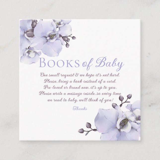 Carte D'accompagnement Lavender Orchid Books for Baby Request Card (Devant)