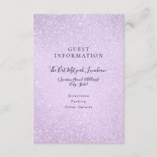 Carte D'accompagnement Lavender Purple Bat mitzvah Informations d'invité