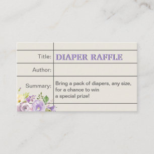 Carte D'accompagnement Lavender Storybook Baby Girl Douche Diaper Raffle