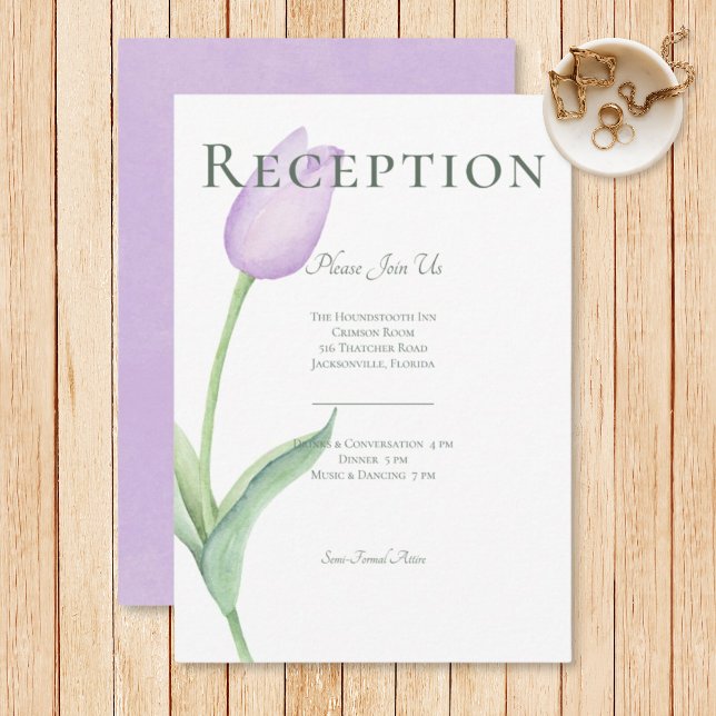 Carte D'accompagnement Lavender Tulip Solo Purple Réception Moderne (Créateur téléchargé)