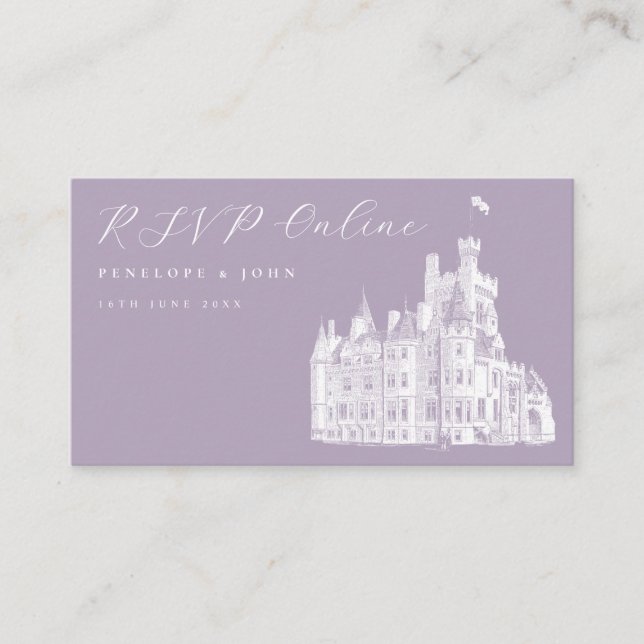 Carte D'accompagnement Lavender Vintage Castle RSVP Wedding Website (Devant)