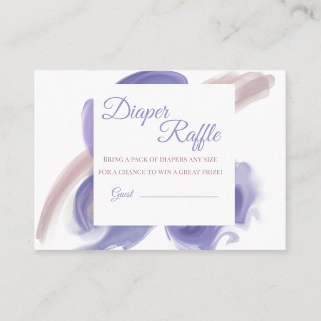 Carte D'accompagnement Lavender Watercolor Diaper Raffle Insert (Devant)