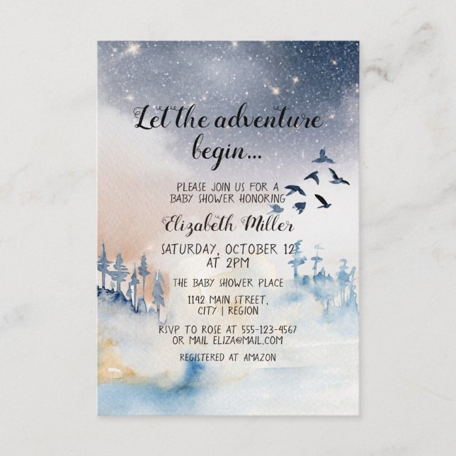 Carte D'accompagnement L'aventure d'hiver commence Baby shower (Devant)