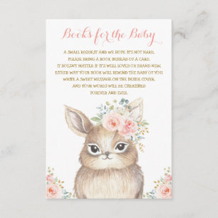 Carte D'accompagnement Le baby shower de lapin de fille rougissent floral