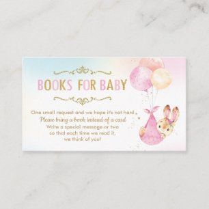 Carte D'accompagnement Le Baby shower des ballons de lapin apporte un liv