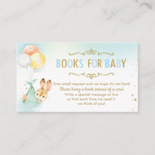Carte D'accompagnement Le Baby shower des ballons de lapin apporte un liv