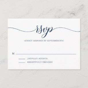 Carte D'accompagnement Le bleu marine barre le manuscrit simple RSVP