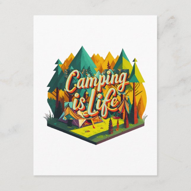 Carte D'accompagnement Le camping est la vie (Devant)