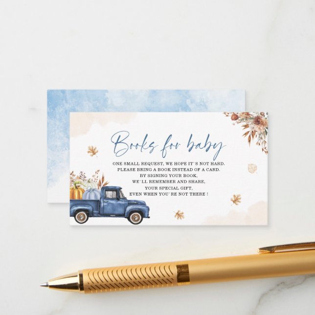 Carte D'accompagnement Le citrouille aquarelle est sur le chemin baby sho (Devant/Arrière en situation)