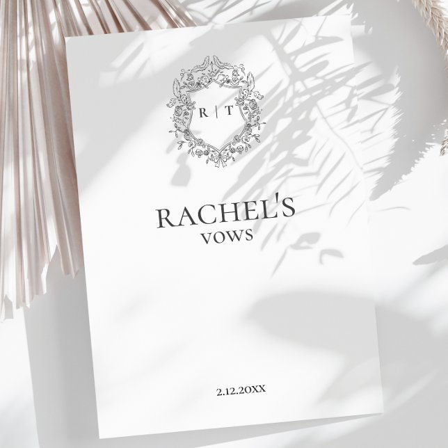 Carte D'accompagnement Le Mariage d'Elegant Bride annonce une crête monog (Elegant Bride's Wedding vows monogram crest Enclosure Card)