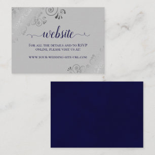 Carte D'accompagnement Le site de Mariage Navy Blue sur Grey avec Silver