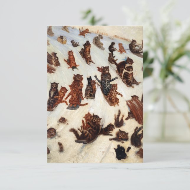 Carte D'accompagnement Le Tabby Toboggan Club par Louis William Wain (Debout devant)