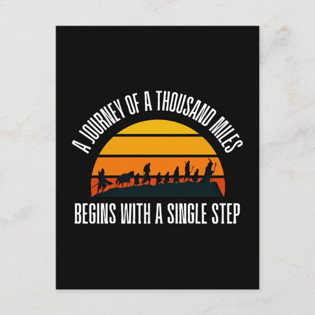 Carte D'accompagnement Le voyage d'un millier de kilomètres commence par  (Devant)