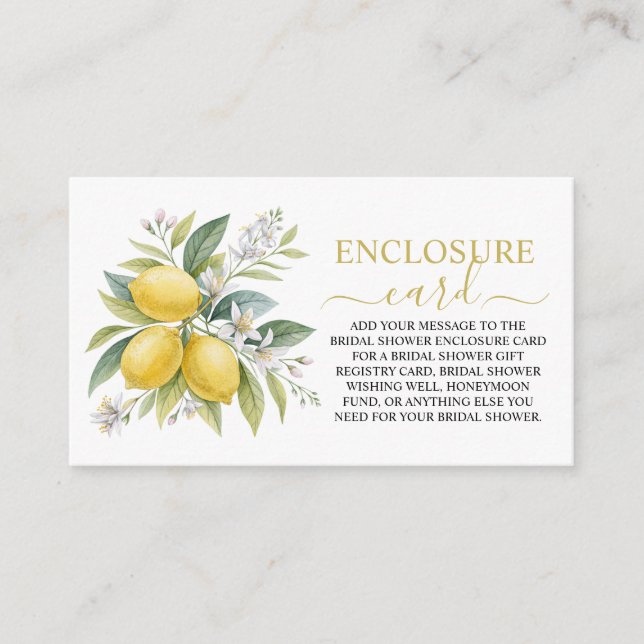 Carte D'accompagnement Lemon Blossom Bridal Shower (Devant)