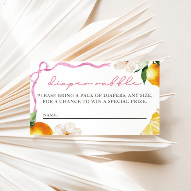Carte D'accompagnement Lemon & Bows Baby Shower Diaper Raffle Entry  (Lemons & Bows Diaper Raffle Entry Card)