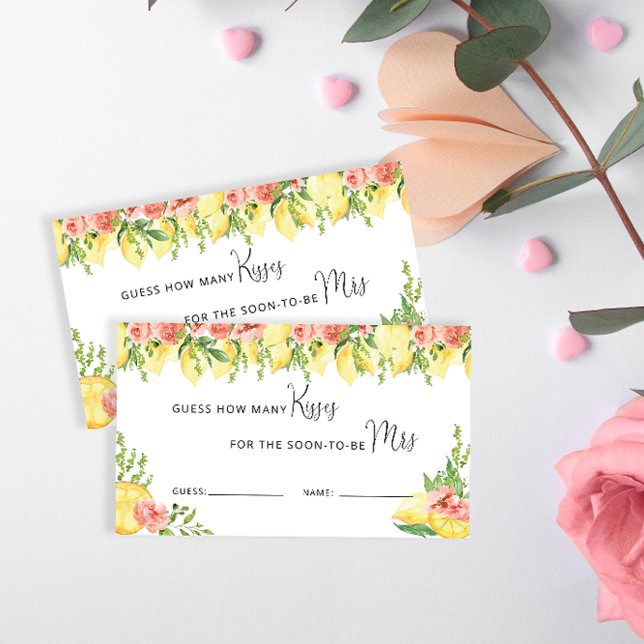 Carte D'accompagnement Lemon et Floral Devinez combien de baisers jeu (Créateur téléchargé)