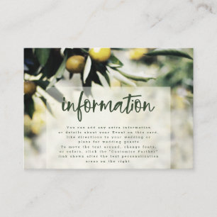 Carte D'accompagnement Lemon Grove   Informations modernes sur le Mariage