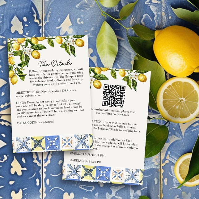 Carte D'accompagnement Lemon Grove Italian Countryside Détails du Mariage (Wedding Details Card from the Lemon Grove Wedding Collection by Darling & May)
