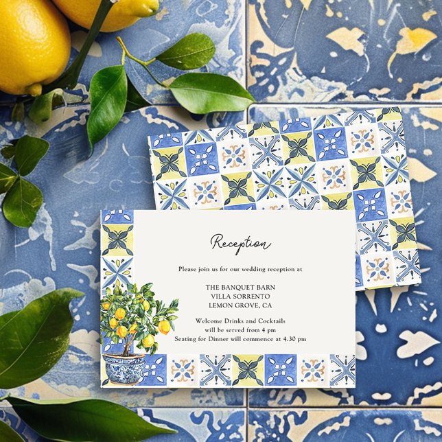 Carte D'accompagnement Lemon Grove Italie Campagne Réception de mariage (Wedding Reception Enclosure Card from the Lemon Grove Wedding Collection by Darling & May)