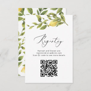 Carte D'accompagnement Lemon Sorrento Amalfi QR Code Mariage Registre