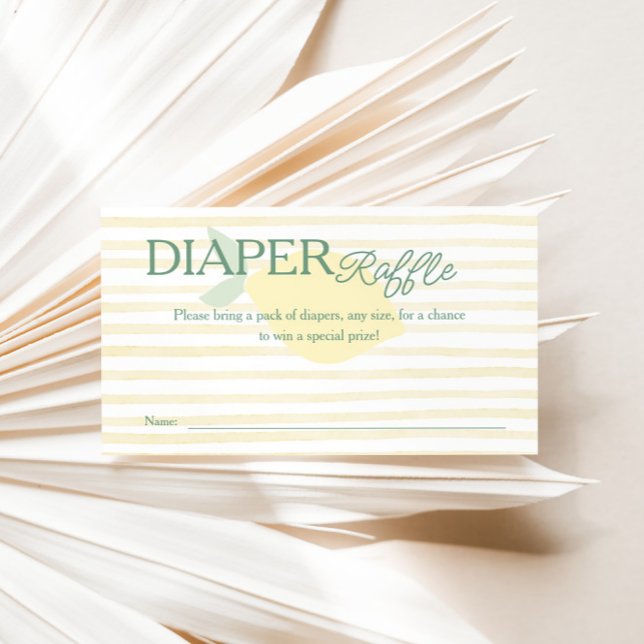 Carte D'accompagnement Lemon Yellow Striped Diaper Raffle Entry (Lemon Yellow Stripe Diaper Raffle Entry Card)