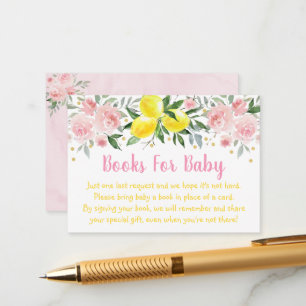 Carte D'accompagnement Lemonade Pink Gold Floral Baby shower Demande de r