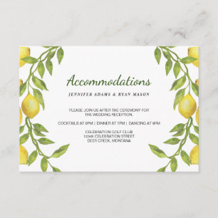 Carte D'accompagnement Lemons Blossom Verdure Mariage Logements
