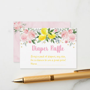 Carte D'accompagnement Léonade Pink Or Floral Baby Diaper Raffle