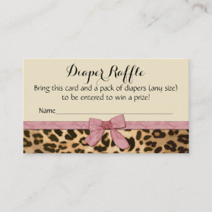 Carte D'accompagnement Léopard Pink Bow Girl Baby shower Déchets Raffle