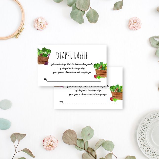Carte D'accompagnement Les agriculteurs locaux commercialisent la tombola (Locally grown farmers market fresh produce baby shower diaper raffle enclosure card raffle ticket)
