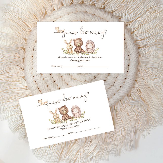 Carte D'accompagnement Les Animaux Des Bois Devinent Combien De Baby show (Créateur téléchargé)