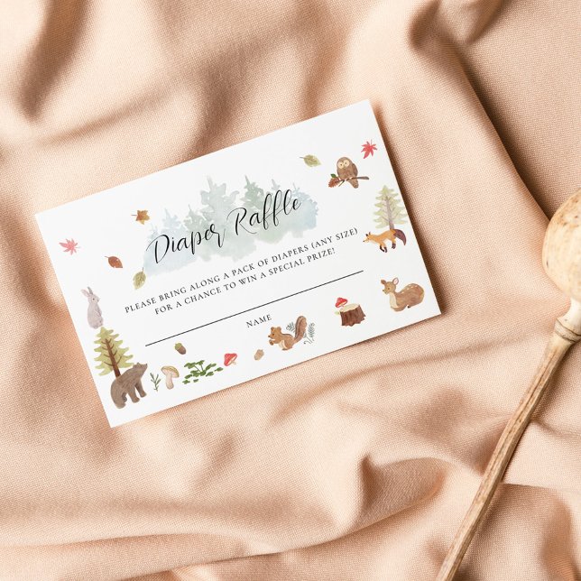 Carte D'accompagnement Les animaux des bois tombent Baby shower de la cou (Woodland Animals Fall Baby Shower Diaper Raffle Enclosure Card)