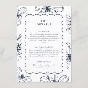 Carte D'accompagnement Les détails Mariage de motifs floraux à lignes b