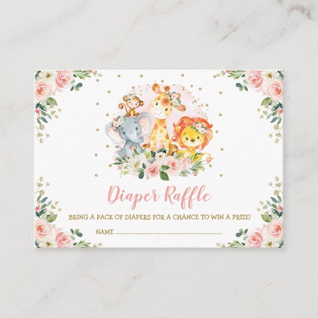 Carte D'accompagnement Les Filles Jungle Safari Animaux sauvages Déchets  (Devant)