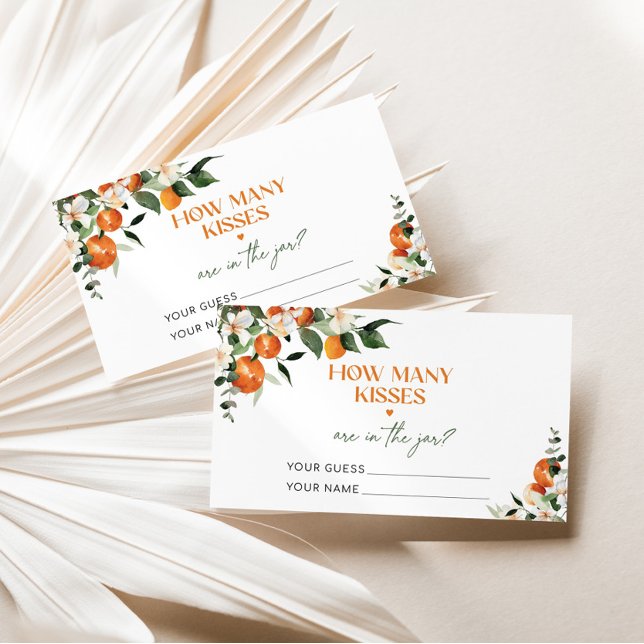 Carte D'accompagnement Les oranges de Citrus devinez combien de baisers j (Créateur téléchargé)