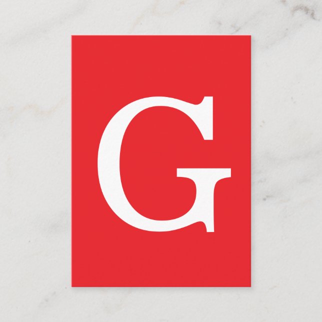 Carte D'accompagnement Lettre initiale monogramme rouge blanc simple (Devant)