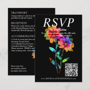 Carte D'accompagnement 🌈 LGBTQ QR RSVP +Détails de mariage Petals & Pri