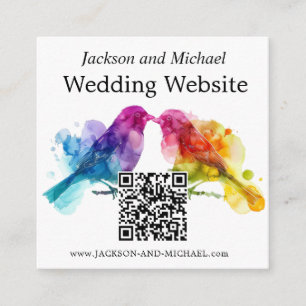 Carte D'accompagnement LGBTQ+ Site mariage Rainbow Lovebirds