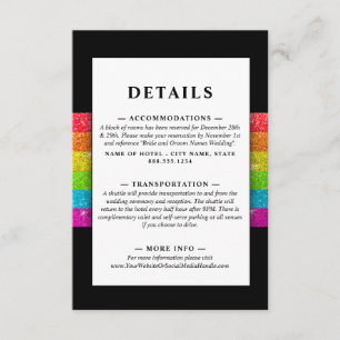 Carte D'accompagnement LGTBQ Rainbow Black Chic Moderne Mariage Parties s
