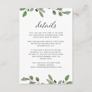 Carte D'accompagnement Liage minimal Détails du client mariage