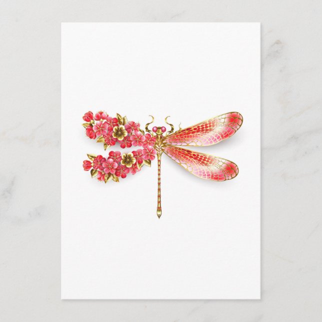 Carte D'accompagnement libellule de fleurs avec sakura de bijoux (Devant)
