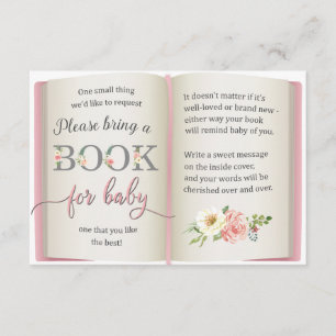 Carte D'accompagnement Librairie Baby Girl Douche rose Demande Card