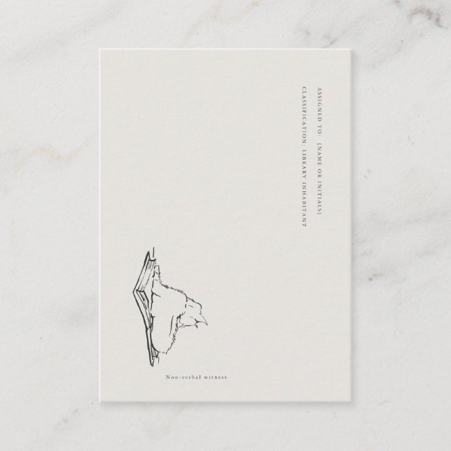 Carte D'accompagnement Library Cat- Book Insert Enclosure Card (Devant)