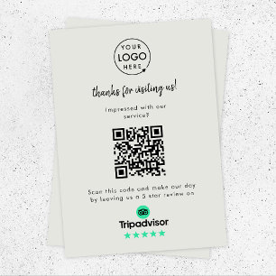 Carte D'accompagnement Lien de notation TripAdvisor   QR Code Grey Busine