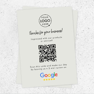 Carte D'accompagnement Lien Google Review QR Code Gris Business Reviews