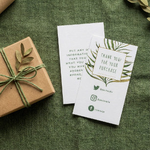 Carte D'accompagnement Liens sociaux, vert feuille en or trait d'insertio