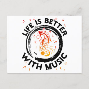 Carte D'accompagnement Life is Better With Music Notes Musicien Musique L